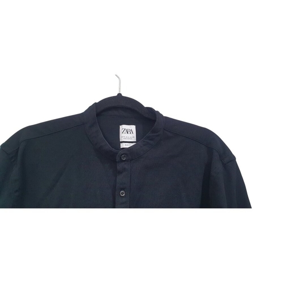 ZARA Men's Size XL Black Active Fabric Slim Fit Long Sleeve Button Down Shirt - Picture 5 of 15